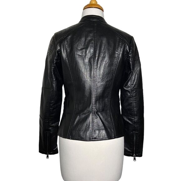 Kenneth Cole New York Moto Jacket Women’s Size XS Black Faux Leather New - Picture 7 of 11